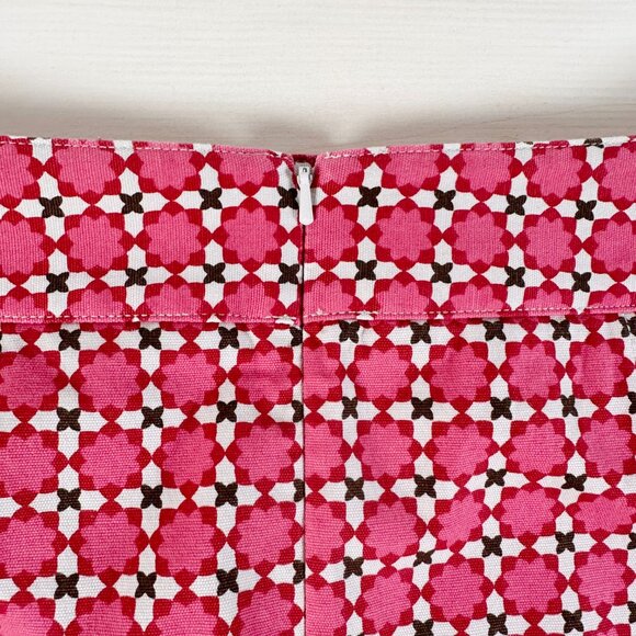 Talbots Cotton Blend Pencil Skirt Women's 8 Stretch Geometric Pink Red - Picture 9 of 9